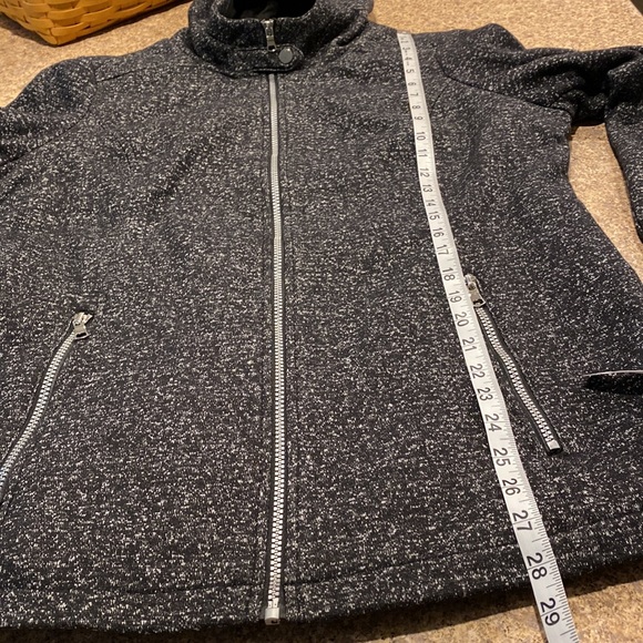 NWT Croft & Barrow Black Tweed Lined Zip Up Hooded Jacket or Coat Large - Picture 7 of 14